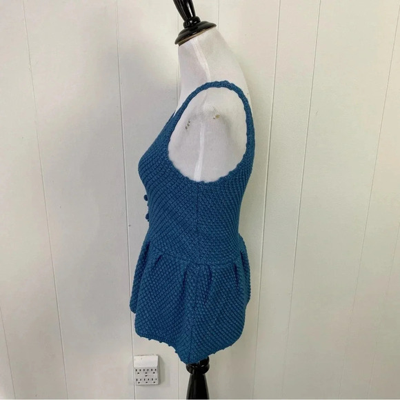 7 FOR ALL MANKIND boho knit crochet peplum top V Neck Bobble Knit Sz S Cottage - Picture 10 of 15